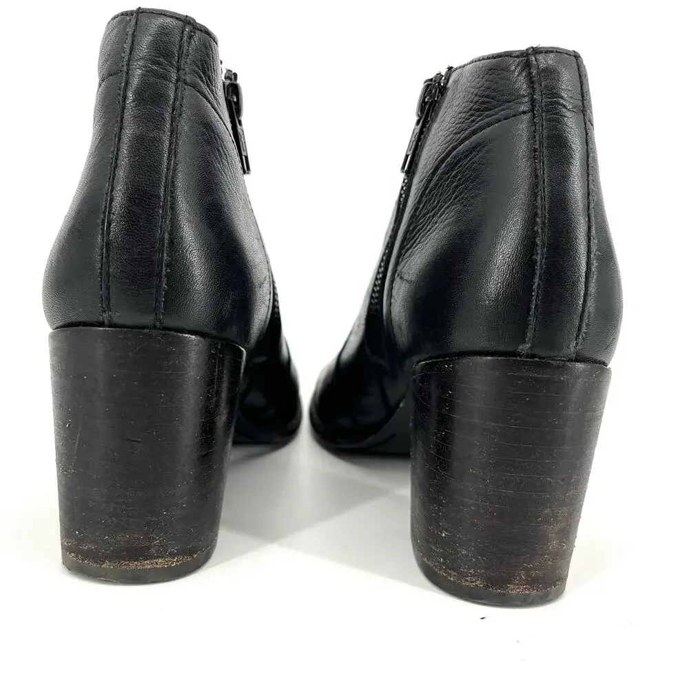 Women FRYE‎ Black Leather Nora Omaha Western Ankle Boot (7B)